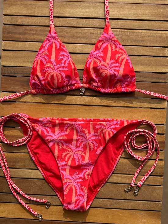Escape To Paradise Other - MEDIUM NWT ESCAPE TO PARADISE PALM TREE GOLD PINK ORANGE RED CHEETAH SWIM BIKINI